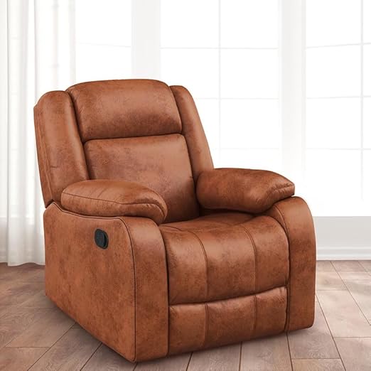  Duroflex Avalon Single Seater Manual Recliner in Suede Fabric – Contemporary Design in Desert Orange
