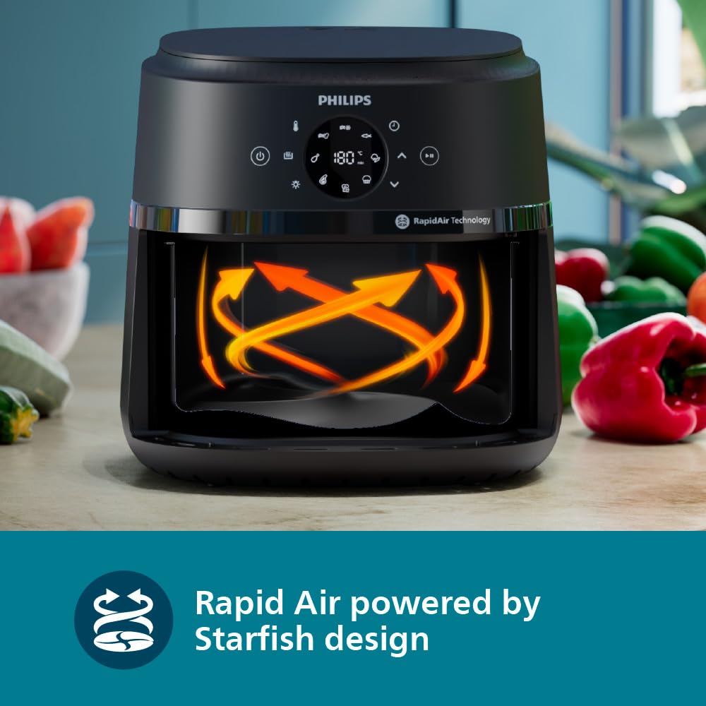 PHILIPS Air Fryer NA231/00 with touch panel, uses up to 90% less fat, 1700W, 6.2 Liter, with Rapid Air Technology