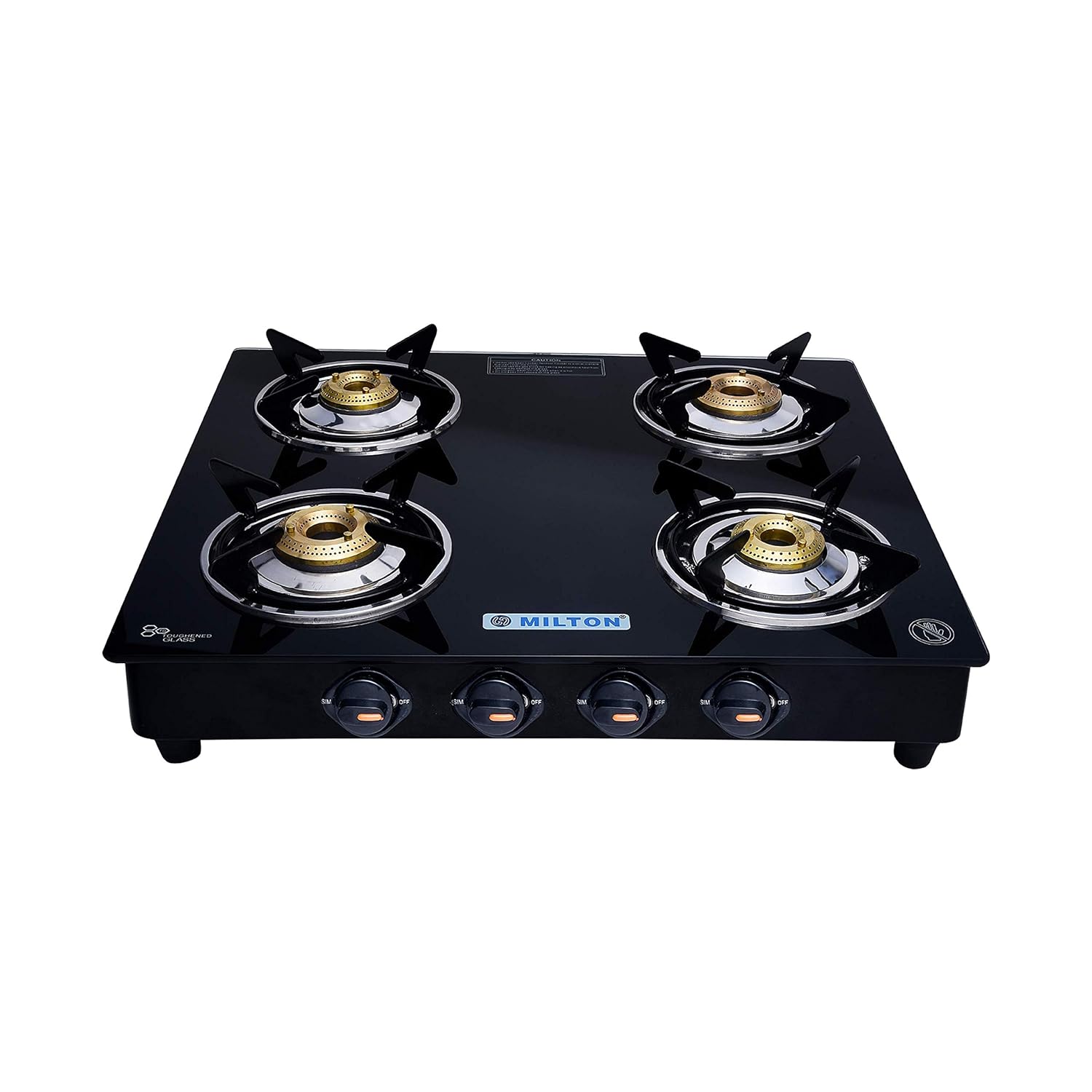 "MILTON Premium 3 Burner Gas Stove with toughened glass top and brass burners." "ISI-certified MILTON Premium 3 Burner Gas Stove – stylish and efficient cooking appliance." "Close-up view of MILTON Premium 3 Burner Gas Stove’s ergonomic knobs and spill-proof design." "Top view of MILTON Premium 3 Burner Gas Stove showcasing its durable and modern design." "A sleek and compact MILTON Premium 3 Burner Gas Stove for efficient cooking."
