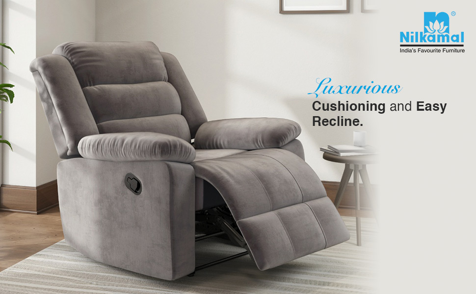 Nilkamal Sierra Velvet Fabric Manual Recliner – Best Single-Seater Recliner in India